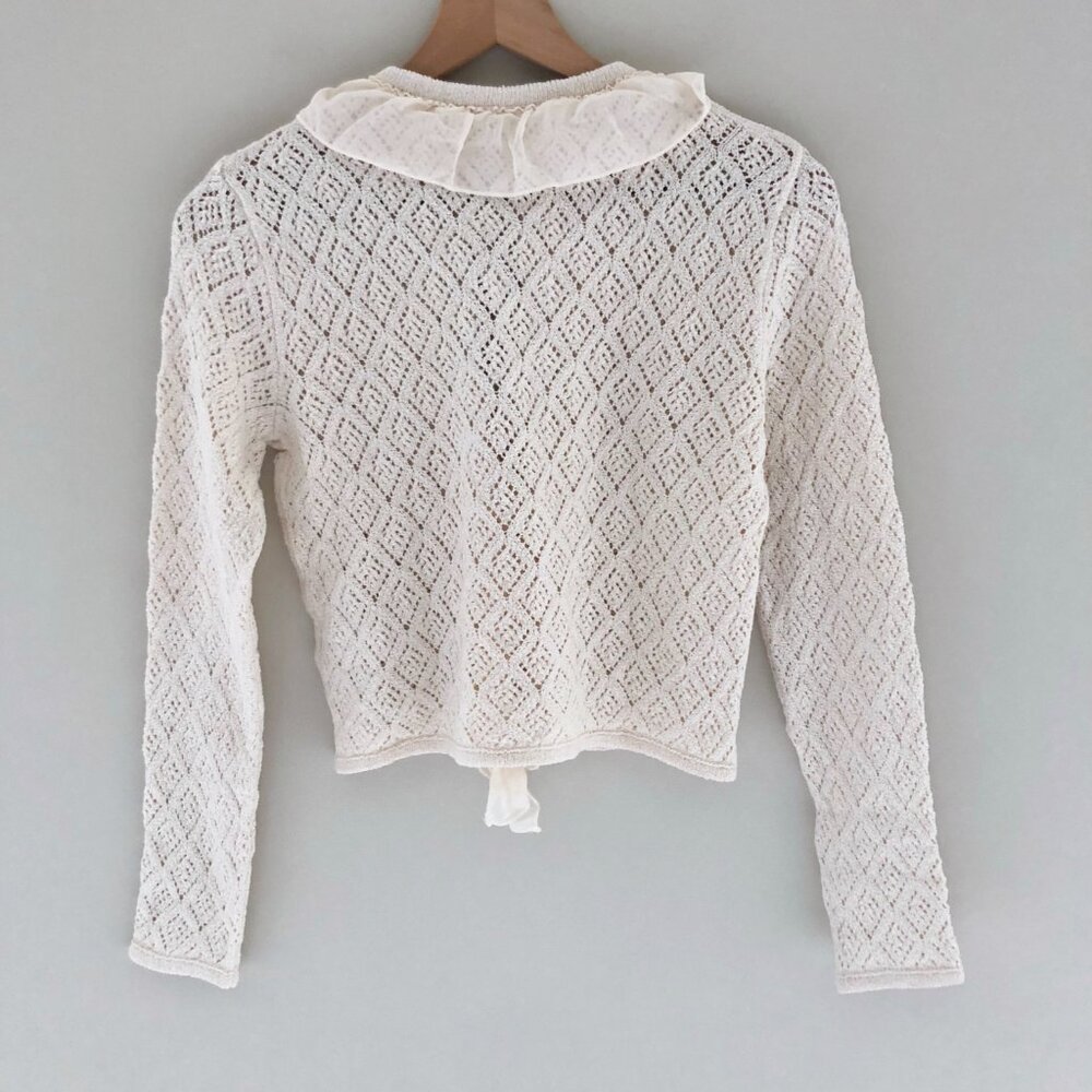 NWT ZARA Pointelle Knit Ruffled Blouse - Picture 5 of 5